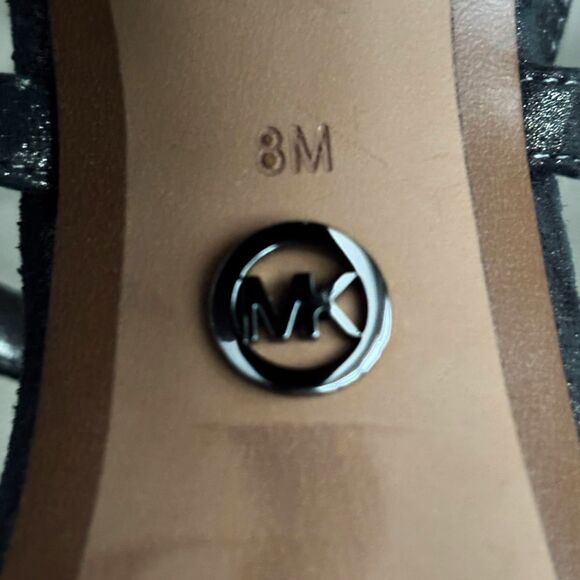 Michael Kors Strappy Open Toe Charcoal Gold Flake Platform 4.5" Woman's 8 Heel - Picture 6 of 6